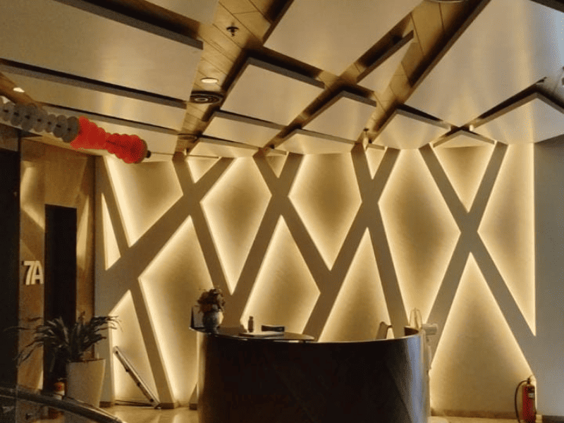 Sculptural Backlit Reception